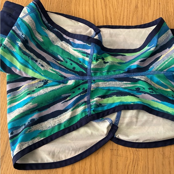 Lululemon Women Seven Wonders Blue Hero Green Print 2.5" Run Speed Shorts 6 - Picture 11 of 16